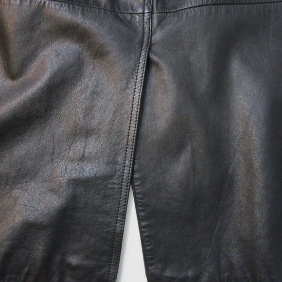 Fierce Black Leather 80s Duster Coat Oversized Wedge Korea Outerwear - Picture 9 of 12